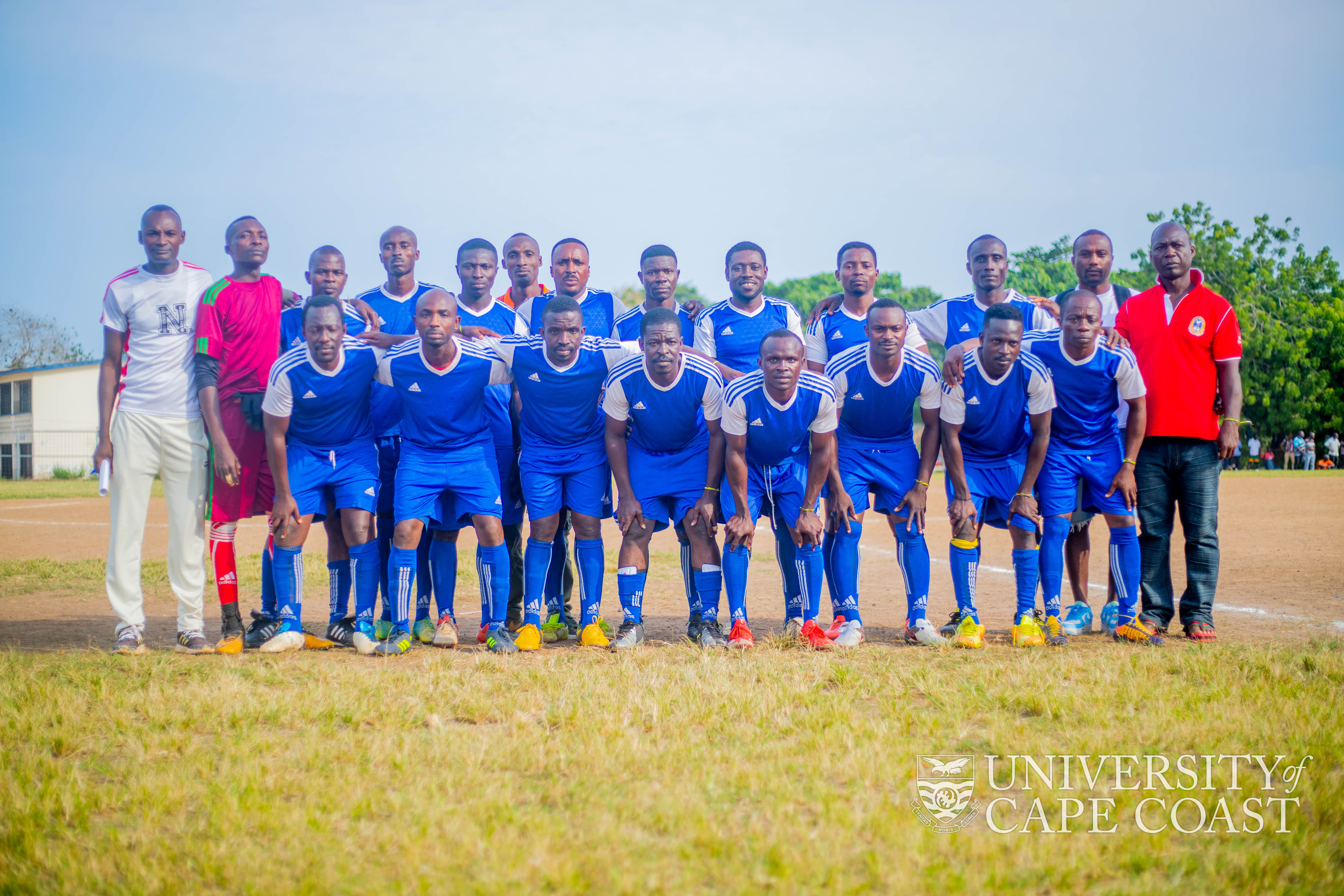 Team from the Security  Section before the final football match of the competition