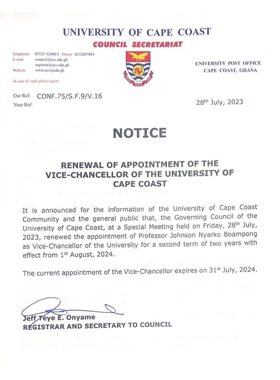 Renewal of Vice-Chancellor's Appointment