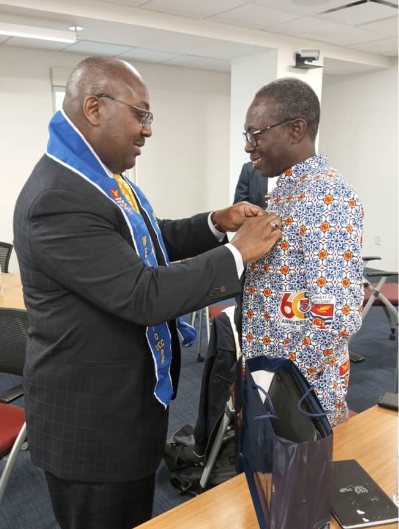  Prof. Johnson Nyarko Boampong, VC UCC (Right) and Dr. Anthony K. Wutoh, Provost & Chief Academic Officer, Howard State University (left) exchanging gifts